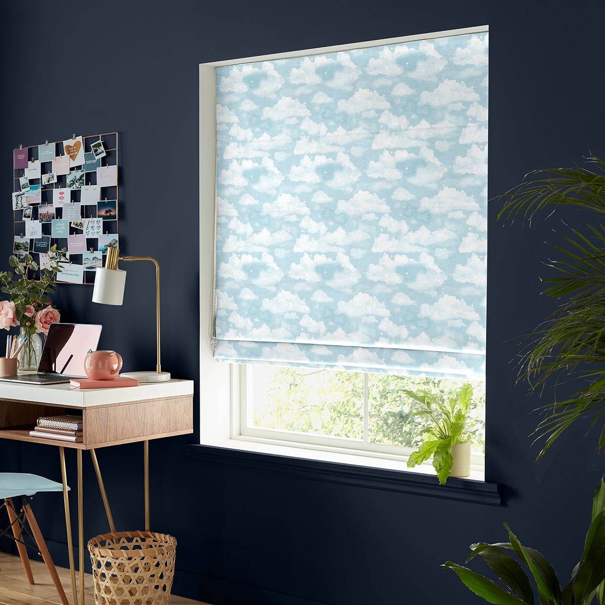 Product photograph of Clouds Blue Roman Blind from Choice Furniture Superstore.